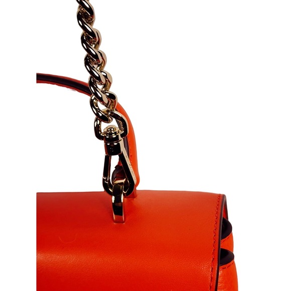 Kate Spade Orange Leather 2-in-1 Satchel or Crossbody Bag Detachable Chain Strap - Picture 8 of 15